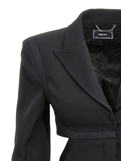 Shop Versace Blazer In Black Virgin Wool In 1b000