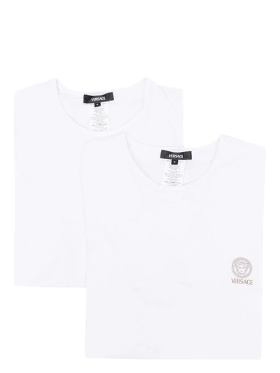Shop Versace Logo Organic Cotton T-shirt In White
