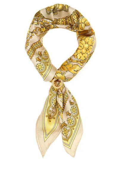 Shop Versace Two-tone Silk Scarf In Printed