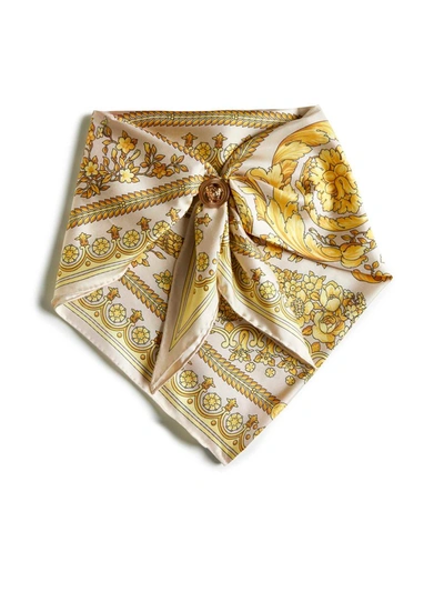 Shop Versace Two-tone Silk Scarf In Printed