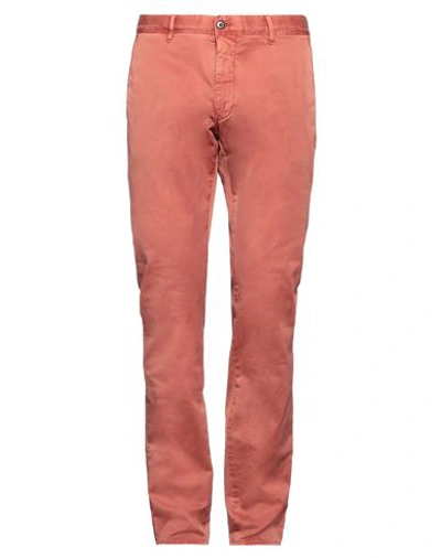 Shop Incotex Man Pants Rust Size 36 Cotton, Elastane In Red