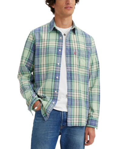 Shop Levi's Men's Classic 1 Pocket Regular-fit Long Sleeve Shirt In Jones Plai