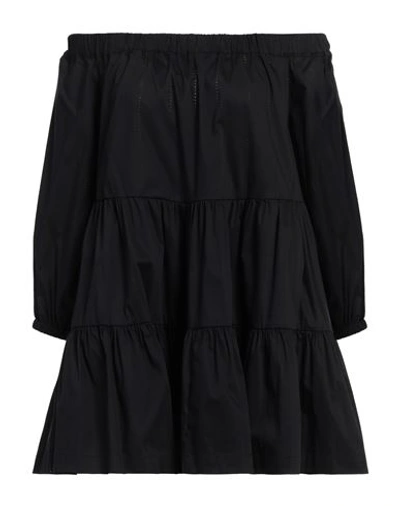 Shop Semicouture Woman Mini Dress Black Size 6 Cotton, Polyamide, Elastane