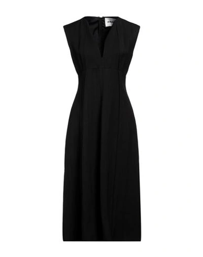 Jil Sander Woman Midi Dress Black Size 2 Viscose, Silk, Linen In Black
