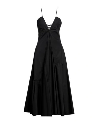 Shop Jil Sander Woman Midi Dress Black Size 6 Cotton