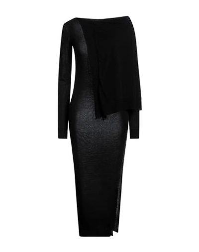 Shop Rick Owens Woman Midi Dress Black Size M Virgin Wool