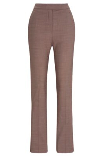 Shop Hugo Boss Slim-fit Trousers In Italian Virgin-wool Sharkskin In Patterned