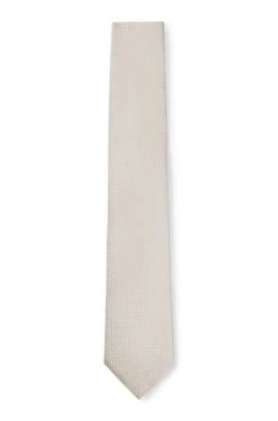 Shop Hugo Boss Silk-blend Tie With All-over Jacquard Pattern In Light Beige