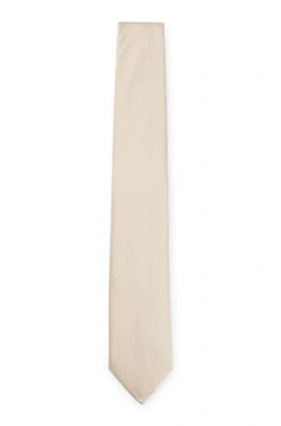 Shop Hugo Boss Silk-blend Tie With All-over Jacquard Pattern In Light Beige