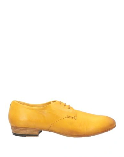 Shop Pantanetti Woman Lace-up Shoes Ocher Size 7.5 Soft Leather In Yellow