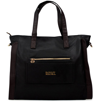 Shop Badgley Mischka Rose Vegan Leather Weekender Tote Bag In Black