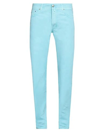 Shop Jacob Cohёn Man Pants Azure Size 32 Cotton, Elastane In Blue