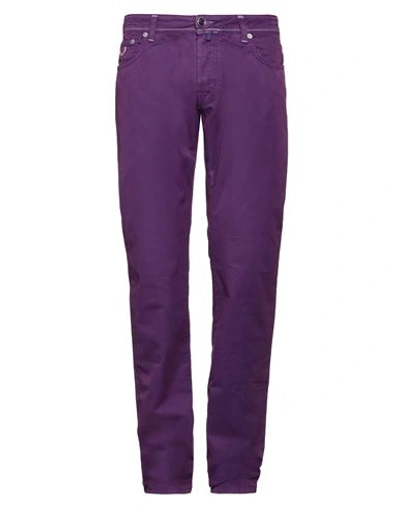 Shop Jacob Cohёn Man Pants Mauve Size 35 Cotton In Purple