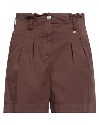 Shop Dx Collection Woman Shorts & Bermuda Shorts Dark Brown Size S Cotton, Elastane