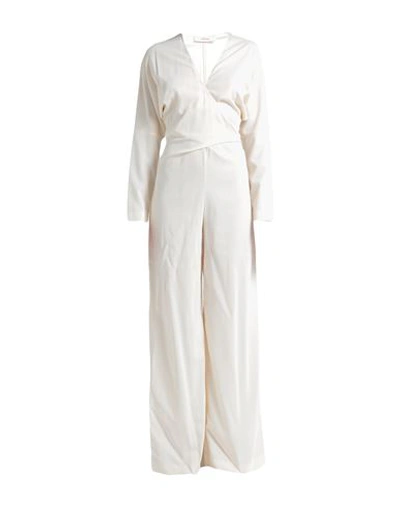 Shop Jucca Woman Jumpsuit Cream Size 8 Viscose, Elastane In White