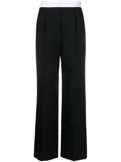 Shop Alexander Wang High Waisted Pleated Trouser With Logo Elastic Clothing In Black
