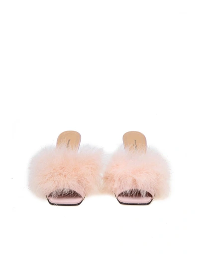 Shop Maison Margiela Mules With Feathers In Pink