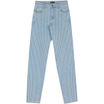 Shop Mugler Pants In Blue