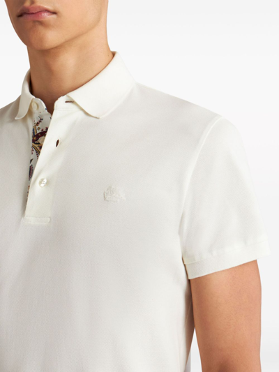 Shop Etro Polo Con Pegaso In White