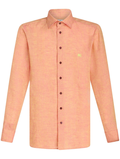 Shop Etro Camicia Con Logo In Orange