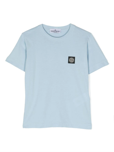 Shop Stone Island T-shirt Con Logo In Light Blue