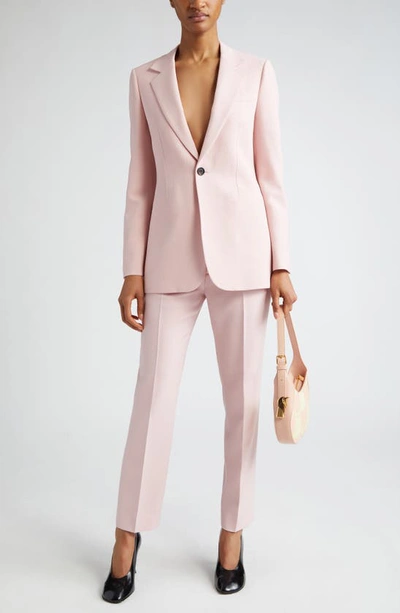 Shop Burberry One-button Wool Blazer In Cameo