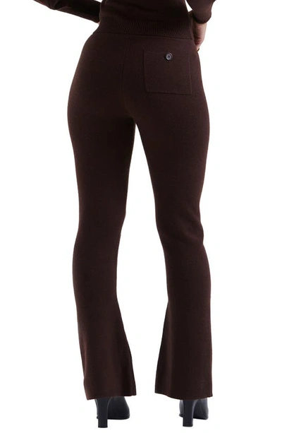 House Of Cb Nereida Rib Flare Pants In Chocolate Brown