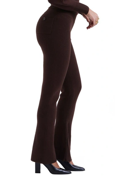 House Of Cb Nereida Rib Flare Pants In Chocolate Brown