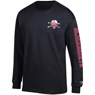 Shop Champion Black Nebraska Huskers Team Stack Long Sleeve T-shirt