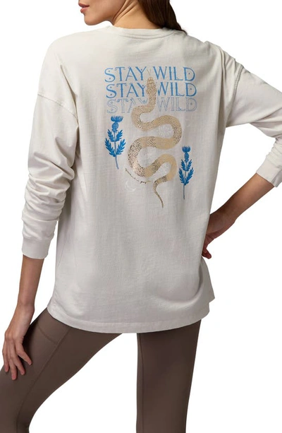 Shop Spiritual Gangster Stay Wild Denver Long Sleeve Cotton Graphic T-shirt In Birch