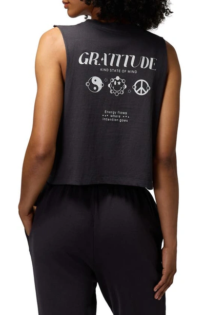 Shop Spiritual Gangster Callie Gratitude Cotton Graphic Crop Tank In Vintage Black