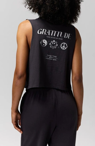 Shop Spiritual Gangster Callie Gratitude Cotton Graphic Crop Tank In Vintage Black