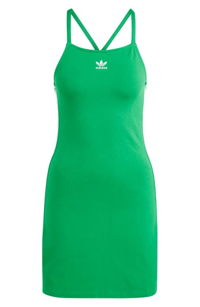 Shop Adidas Originals 3-stripes Lifestyle Cotton Blend Minidress In Green