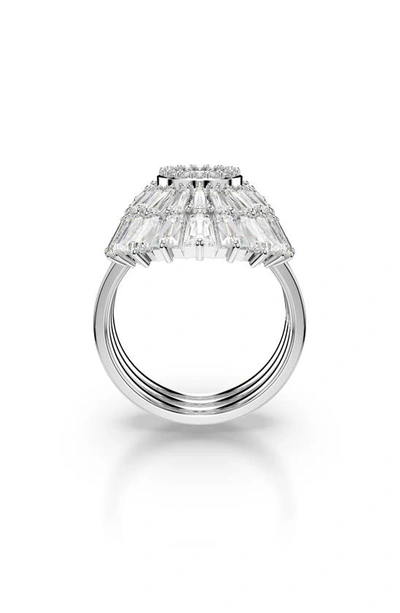 Swarovski Set Of 3 Idyllia Cubic Zirconia Cocktail Rings In Silver