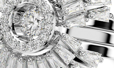 Swarovski Set Of 3 Idyllia Cubic Zirconia Cocktail Rings In Silver
