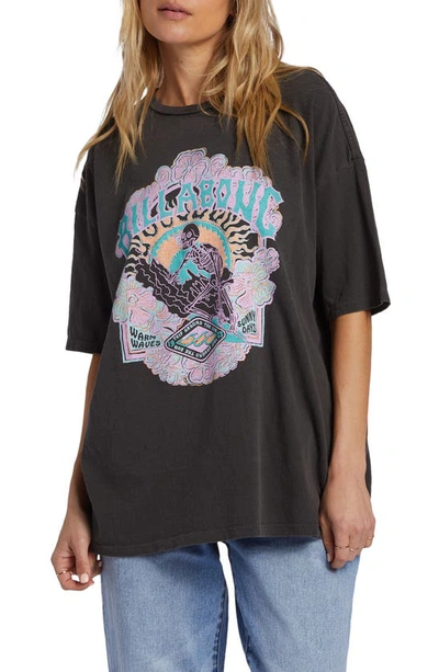 Shop Billabong Warm Waves Oversize Graphic T-shirt In Off Black