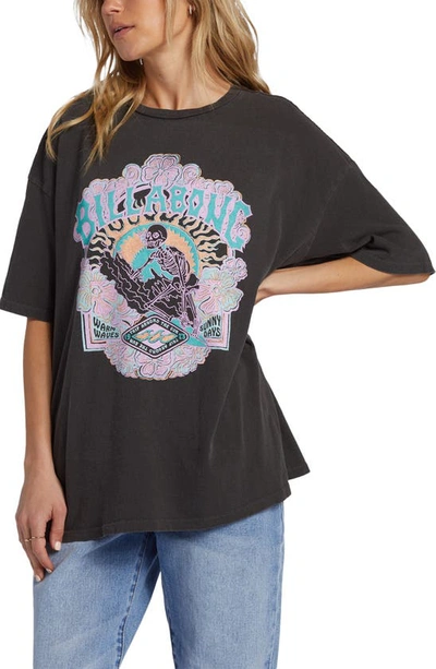 Shop Billabong Warm Waves Oversize Graphic T-shirt In Off Black