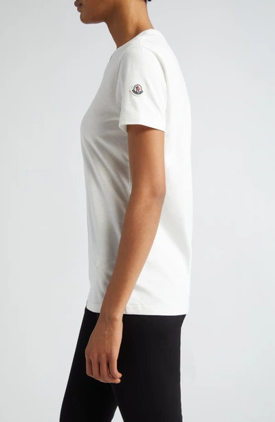 Shop Moncler Logo Patch Cotton Jersey T-shirt In Natural