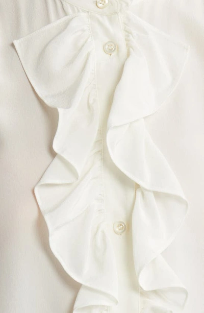 Shop Frame Ruffle Sleeveless Silk Top In Cream