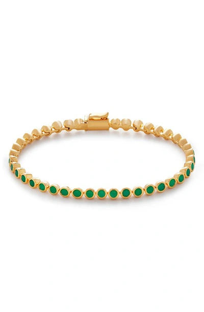 Shop Monica Vinader Essential Stone Tennis Bracelet In 18ct Gold Vermeil/ Ss