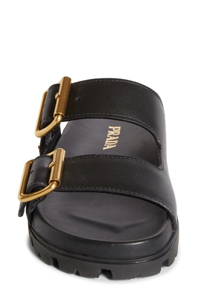 Shop Prada Double Strap Sandal In Black