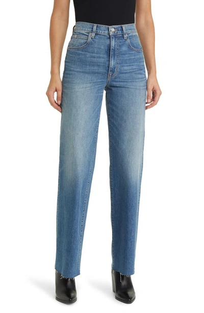 Shop Slvrlake Grace High Waist Raw Hem Wide Leg Jeans In Laurel Canyon