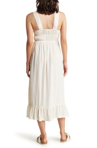 Shop Roxy Paradise Winds Cotton Blend Midi Dress In Egret