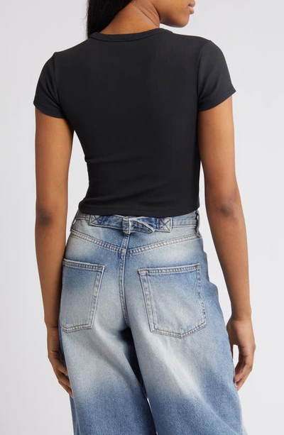 Bp. Compact Rib Crop Baby Tee In Black Night