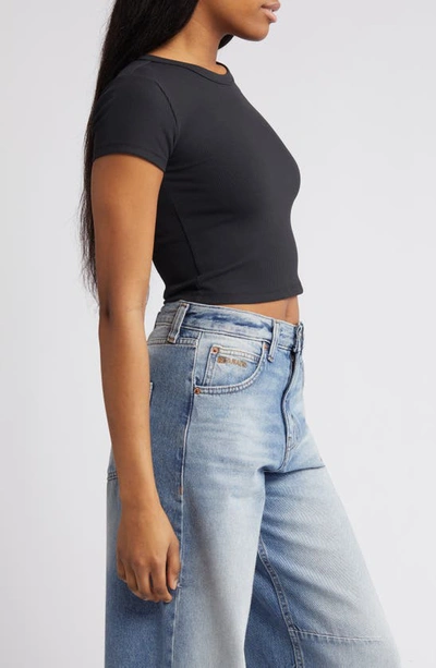 Bp. Compact Rib Crop Baby Tee In Black Night