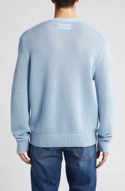 Shop Frame Textured Wool Blend Crewneck Sweater In Light Blue