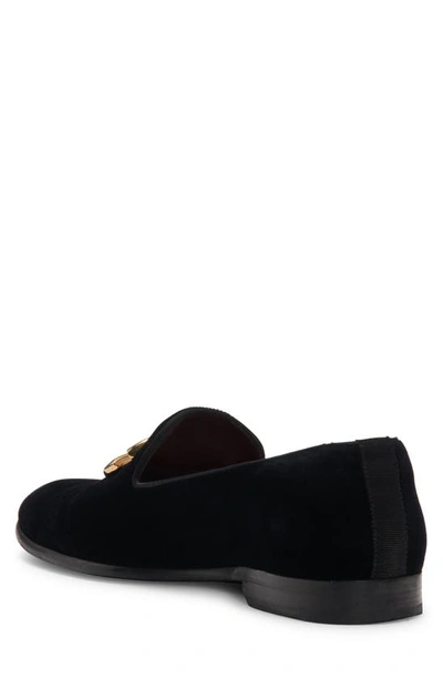 Dolce & Gabbana Black Velvet Cotton Logo Loafers Dress Shoes In 80999 Black