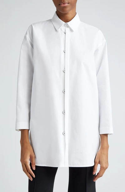 Shop Jil Sander Boxy Fit Cotton Button-up Shirt In 100 Optic White