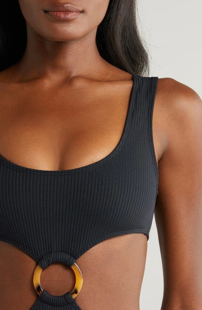Montce Ky Cutout One-piece Swimsuit In Black Rib