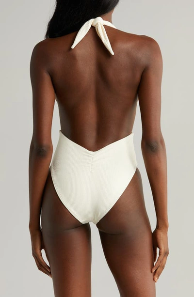 Montce Tropez Rib Tie Waist One-piece Swimsuit In Cream Rib
